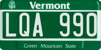 VT license plate LQA990