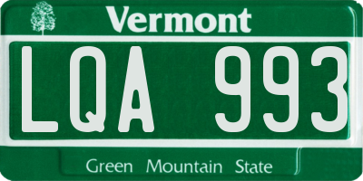 VT license plate LQA993