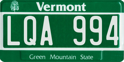 VT license plate LQA994