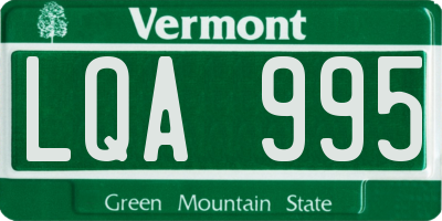 VT license plate LQA995