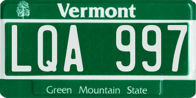 VT license plate LQA997