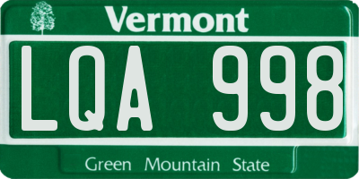 VT license plate LQA998