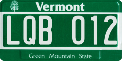 VT license plate LQB012