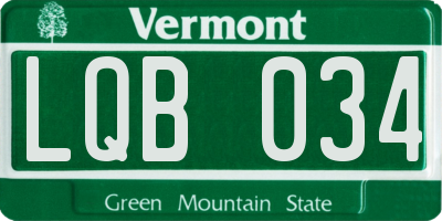 VT license plate LQB034