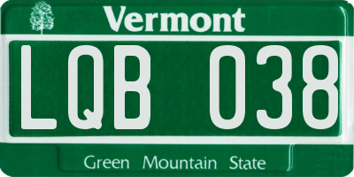 VT license plate LQB038
