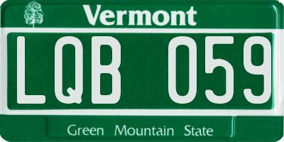 VT license plate LQB059