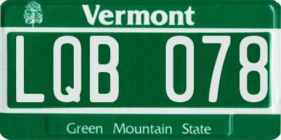 VT license plate LQB078