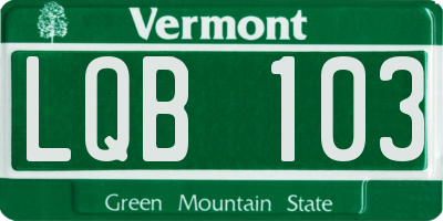 VT license plate LQB103