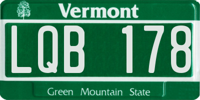 VT license plate LQB178