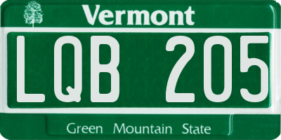 VT license plate LQB205