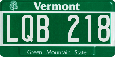 VT license plate LQB218