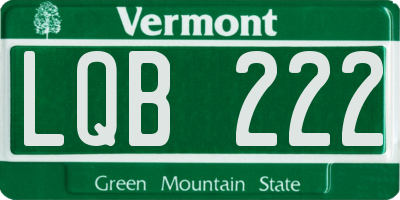 VT license plate LQB222