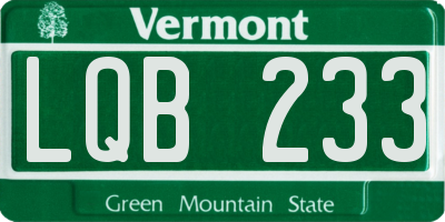 VT license plate LQB233
