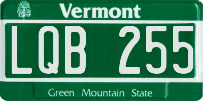 VT license plate LQB255