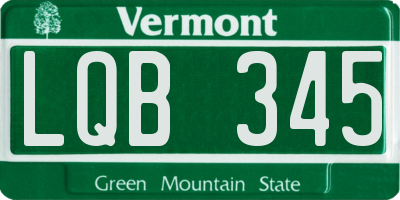 VT license plate LQB345
