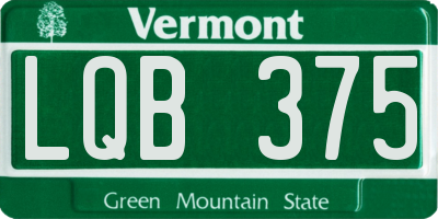 VT license plate LQB375