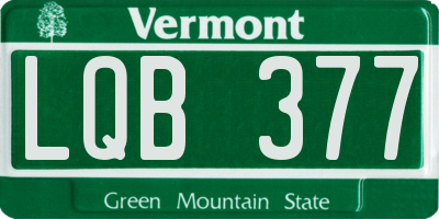 VT license plate LQB377