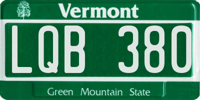VT license plate LQB380