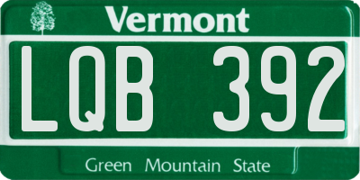VT license plate LQB392