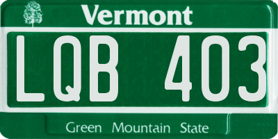 VT license plate LQB403