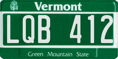 VT license plate LQB412