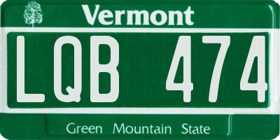 VT license plate LQB474