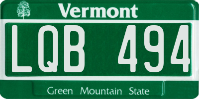 VT license plate LQB494