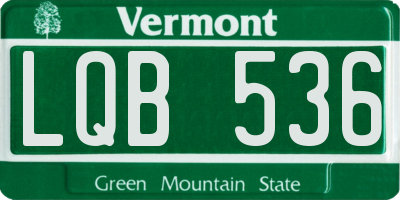 VT license plate LQB536
