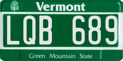 VT license plate LQB689