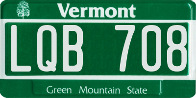 VT license plate LQB708