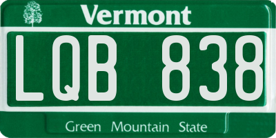 VT license plate LQB838