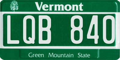 VT license plate LQB840
