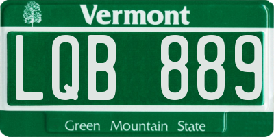 VT license plate LQB889