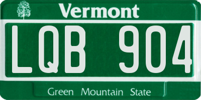 VT license plate LQB904