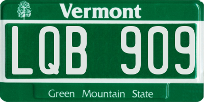 VT license plate LQB909