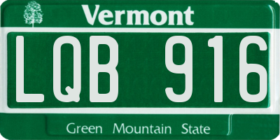 VT license plate LQB916