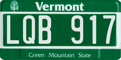 VT license plate LQB917
