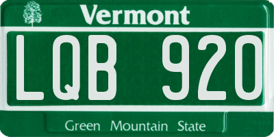 VT license plate LQB920