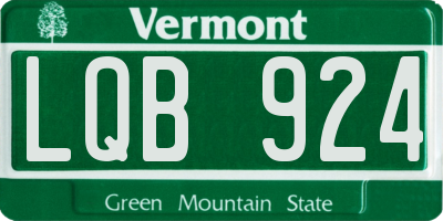 VT license plate LQB924