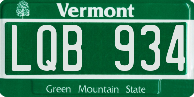 VT license plate LQB934