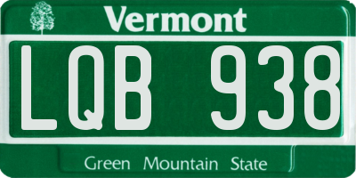 VT license plate LQB938