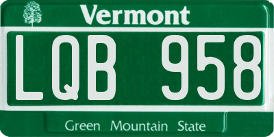 VT license plate LQB958