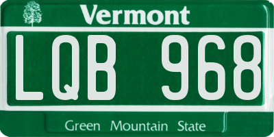 VT license plate LQB968