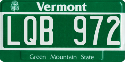 VT license plate LQB972