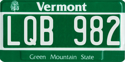 VT license plate LQB982