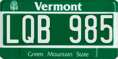 VT license plate LQB985