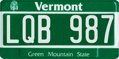 VT license plate LQB987