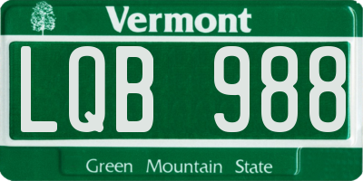 VT license plate LQB988