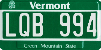VT license plate LQB994