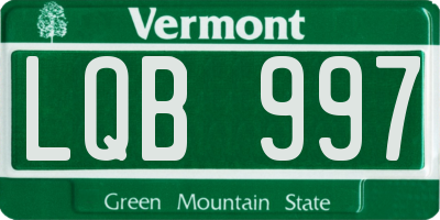 VT license plate LQB997